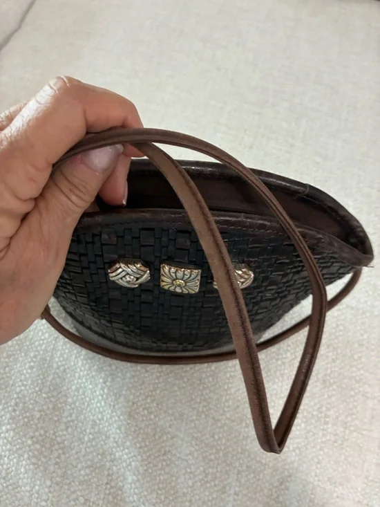 Brighton EUC Vintage Black & Brown woven/Leather Crossbody Bag - Picture 13 of 13